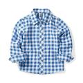 OCHENTA Boys Plaid Button Down Shirts Long Sleeve Roll Up Cotton Spring Fall Shirt Casual Tops for Little Big Kids Blue 100-24 Months