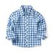 OCHENTA Boys Plaid Button Down Shirts Long Sleeve Roll Up Cotton Spring Fall Shirt Casual Tops for Little Big Kids Blue 100-24 Months