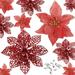 24 Pieces Christmas Glitter Poinsettia with Clips Christmas Poinsettia Decorations Artificial Poinsettia Flowers Ornament Christmas Flowers for New Year Wedding Home Decoration 5.9inch/15cm