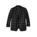 Men's Big & Tall Ponte stretch knit blazer by KingSize in Black Plaid (Size 52)