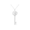 Women's Sterling Silver Diamond Accent Scorpio Zodiac Key Pendant Necklace by Haus of Brilliance in White