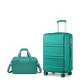 Kono Luggage Sets of 2 Piece Lightweight 55x40x22cm ABS Hard Shell Travel Carry on Suitcase with TSA Lock + Ryanair 40x20x25cm Cabin Bag (Turquoise, 20 Inch Luggage Set)