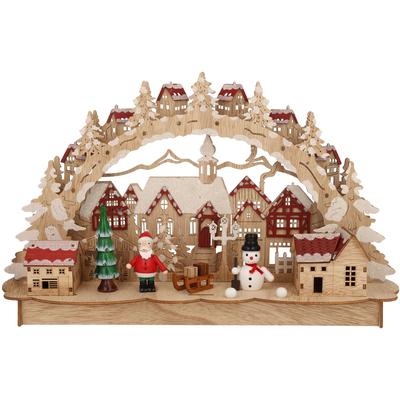 LED Schwibbogen "Weihnachtsdeko", rot, B:12cm H:27cm T:45cm, Holz, MYFLAIR MÖBEL & ACCESSOIRES, Schwibbögen, aus Holz, mit LED Beleuchtung, Höhe ca. 27 cm Image
