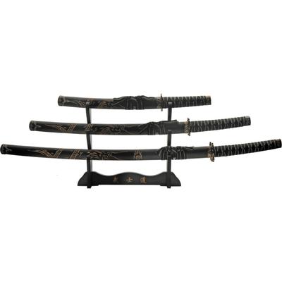 China Made 3 Pc Black Dragon Katana