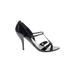 Nine West Heels: Slip On Stiletto Cocktail Party Black Solid Shoes - Women's Size 8 1/2 - Open Toe