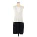 Mossimo Casual Dress - Shift Scoop Neck Sleeveless: White Color Block Dresses - Women's Size Medium