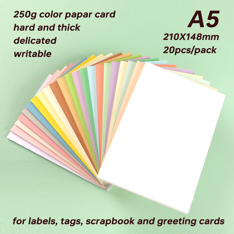 DUOFEN 250g couleur papier carte délicate inscriptible A5 papier dur papier épais pour bricolage papercraft projets Scrapbook papier Album
