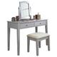 Hattie Dressing Table And Stool Set With Mirror Grey