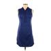 Tek Gear Casual Dress - Shift High Neck Sleeveless: Blue Print Dresses - Women's Size X-Small