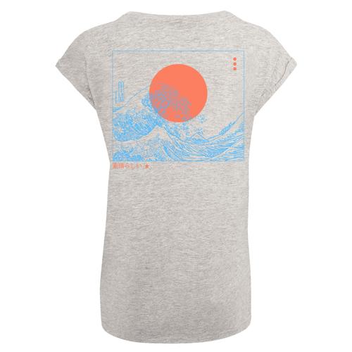 „T-Shirt F4NT4STIC „“PLUS SIZE Kanagawa Welle““ Gr. 5XL, grau (heather grey) Damen Shirts Jersey Print“