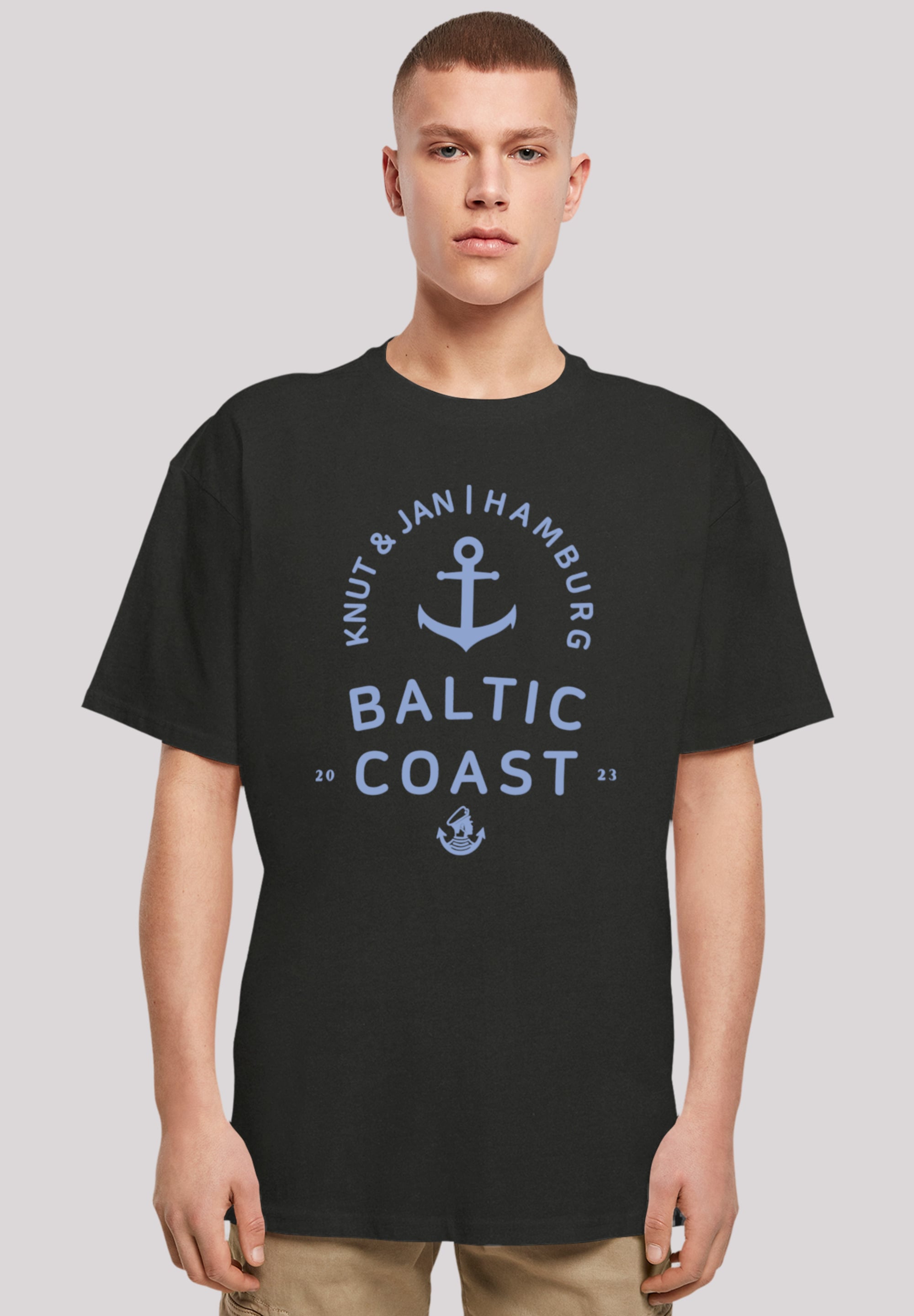T-Shirt F4NT4STIC "Ostsee Logo Knut & Jan Hamburg", Herren, Gr. 3XL, schwarz, Obermaterial: 100% Baumwolle, oversize, Rundhals, ohne Bündchen, Shirts, Print Image