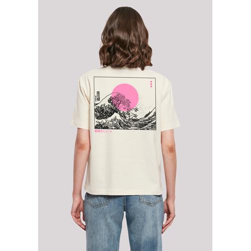 „T-Shirt F4NT4STIC „“Kanagawa Wave““ Gr. M, beige (whitesand) Damen Shirts Jersey Print“