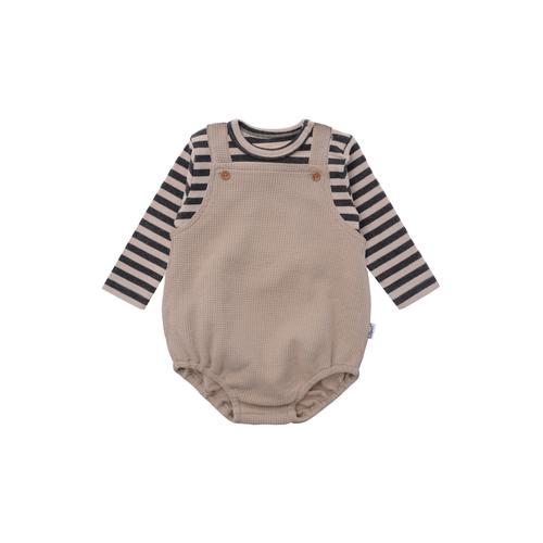 Strampler LILIPUT Gr. 86/92, EURO-Größen, grau (grau-beige) Baby Overalls bestehend aus Latzshorts und Langarmshirt