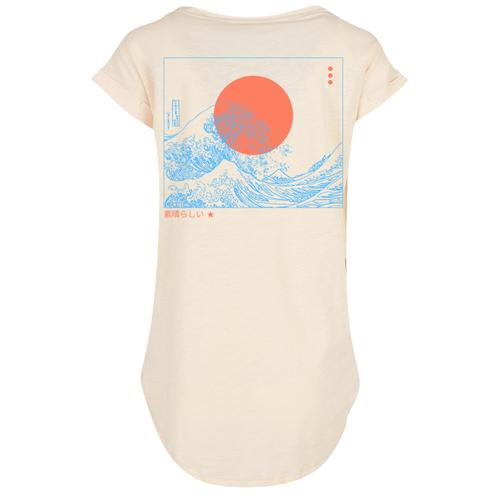 „T-Shirt F4NT4STIC „“PLUS SIZE Kanagawa Welle““ Gr. 4XL, beige (whitesand) Damen Shirts Jersey Print“