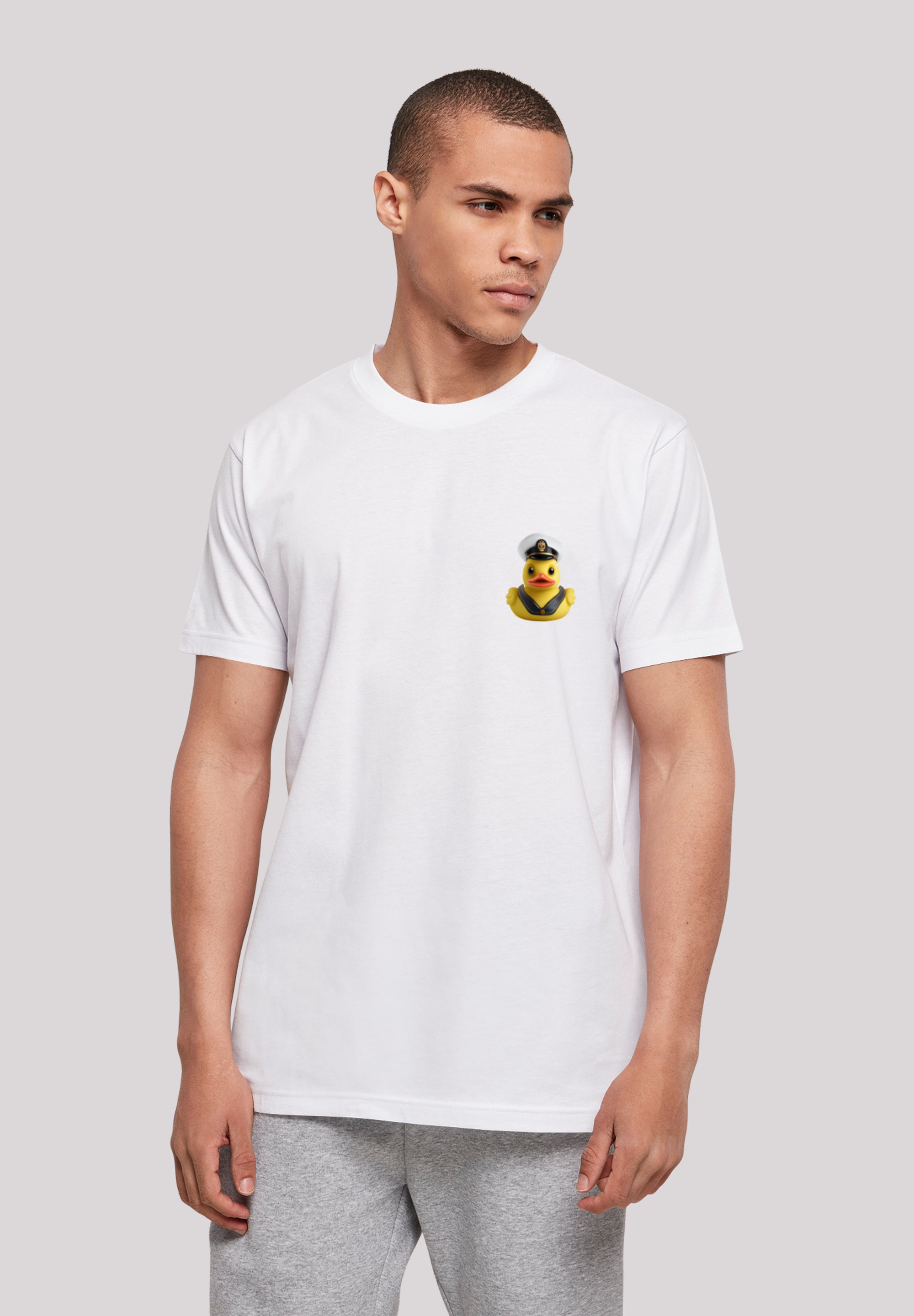 T-Shirt F4NT4STIC "Rubber Duck Captain TEE UNISEX", Herren, Gr. XXL, weiß, Obermaterial: 100% Baumwolle, regular fit, Rundhals, ohne Bündchen, Shirts T-Shirt, Print