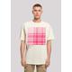 T-Shirt F4NT4STIC "Karo Pink", Herren, Gr. XS, beige (sand), Obermaterial: 100% Baumwolle, casual, oversize, Rundhals, Kurzarm ohne Bündchen, Shirts, Print