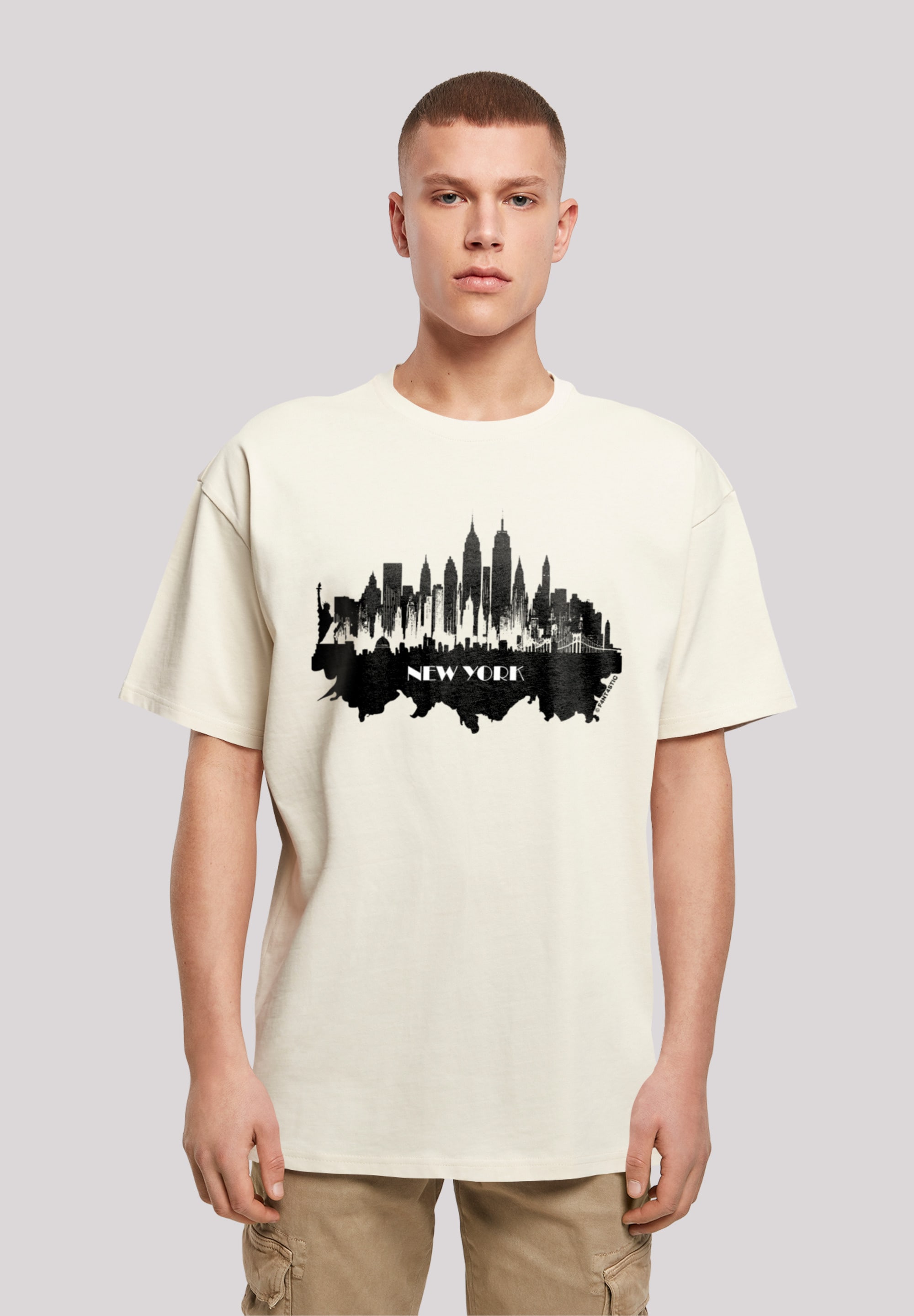 T-Shirt F4NT4STIC "Cities Collection - New York skyline", Herren, Gr. 3XL, beige (sand), Obermaterial: 100% Baumwolle, oversize, Rundhals, ohne Bündchen, Shirts, Print Image