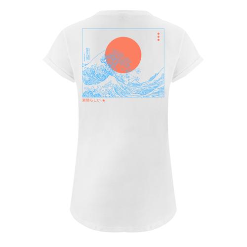 „T-Shirt F4NT4STIC „“Kanagawa Welle Japan Welle““ Gr. M, weiß Damen Shirts Jersey Print“