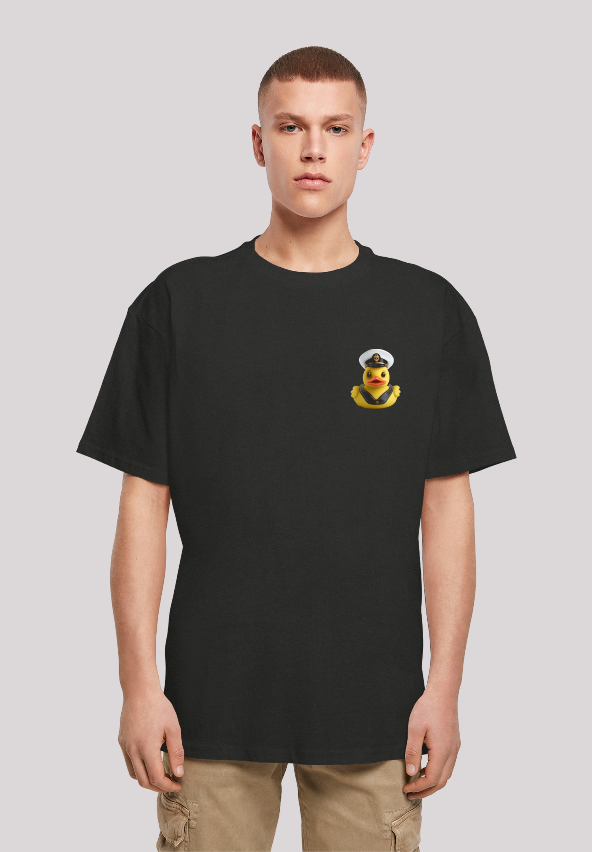T-Shirt F4NT4STIC "Rubber Duck Captain OVERSIZE TEE", Herren, Gr. M, schwarz, Obermaterial: 100% Baumwolle, Casual, oversize, Rundhals, ohne Bündchen, Shirts, Print