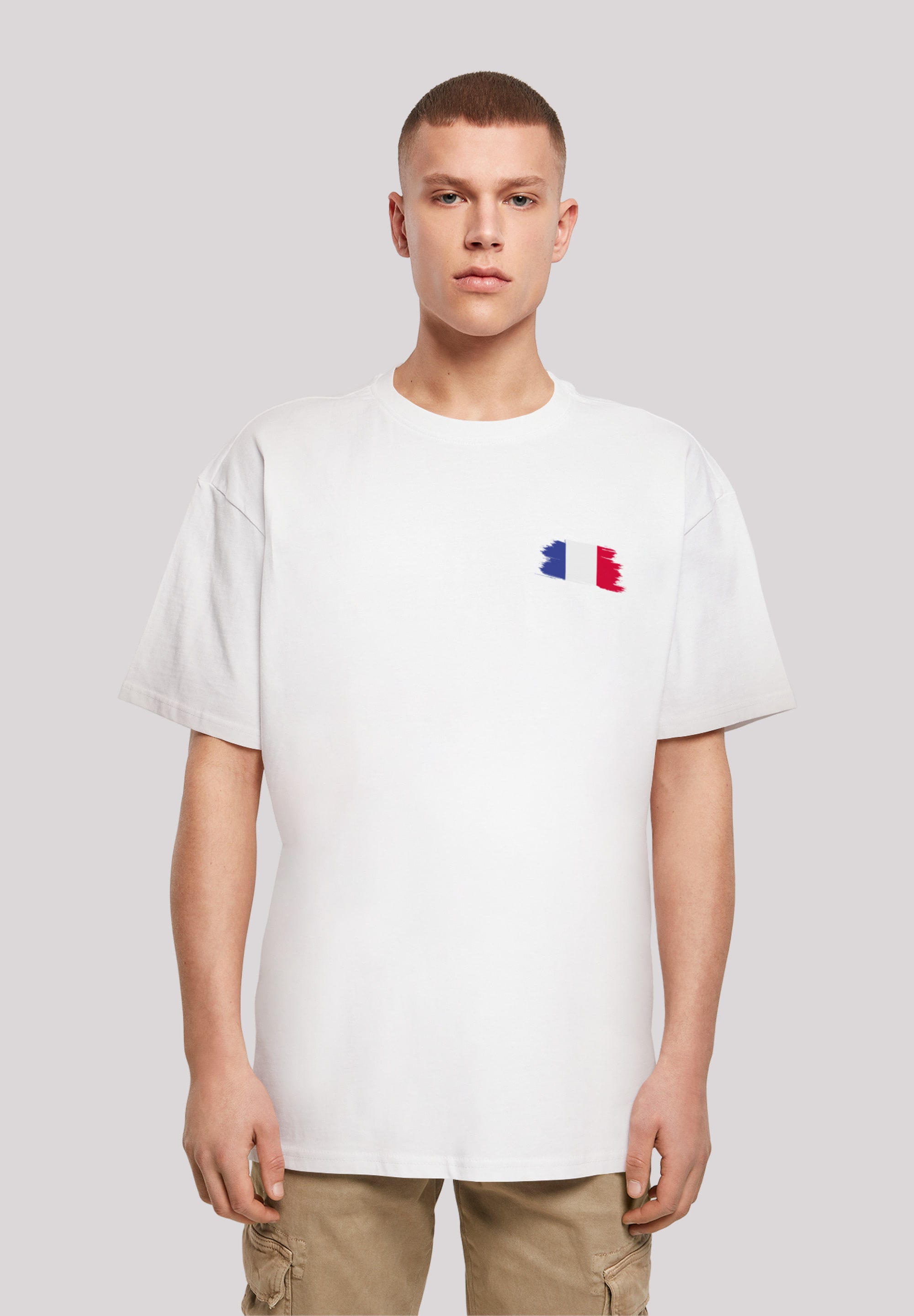 T-Shirt F4NT4STIC "France Frankreich Flagge Fahne", Herren, Gr. S, weiß, Obermaterial: 100% Baumwolle, oversize, Rundhals, ohne Bündchen, Shirts, Print Image