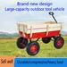 Outdoor Wagon All Terrain Pulling w/Wood Railing Air Tires Children Kid Garden