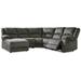 Signature Design by Ashley Benlocke Flannel 5-Piece Reclining Sectional with Chaise - 90"W x 92"D x 40"H