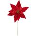 18" Glittered Red Velvet Christmas Poinsettia Stem Spray