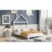 Platform Bed House-Shaped Headboard No Box Spring Needed Full White