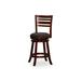24" Counter Height Slat Back Swivel Stool Round Rolling Stool with Foot Rest Adjustment for Kitchen Island