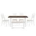 Superior Quality Wooden Dining Table Set, 6 Pieces Dining Table and PU Upholstered Chairs with Bench for Living Room Dining Room