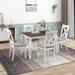 Dining Table Set Kitchen Rectangular Table and 4 Upholstered Chairs, Wood Frame 5-Piece Dining Set for Kitchen Nook, White/ Gray