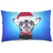 Smart Dog in Christmas Costume Velvet Oblong Lumbar Plush Throw Pillow Cover/Shams Cushion Case 20x36in Decorative Invisible Zipper Design for Couch Sofa Pillowcase Only