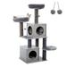 56-Inch Wooden Cat Tree with 2 Super Large Condos - Grey