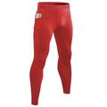 Red Compression Pants Men Leggings Tights with Pocket Cool Dry Running Gym Tights Workout Pants Sports Base Layer