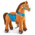 PonyCycle Ride on Horse Toys Rocking Brown Horse (with Brake/ Size 4 for age 4-8/ No Battery Electricity) Ride on Pony for Kids Giddy up Riding Horse Mechanical Pony Ride E437