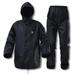 Commercial Rain Suits for Men Waterproof Heavy Duty Foul Weather Gear Rain Coat Jacket and Pants(Black Large)