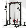 Seizeen Power Cage 1400LBS Multi-Function Squat Racks with Adjustable Cable Crossover System Smith Machine Home Gym for Full Body Training with Complete Accessories