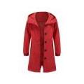 HAXMNOU Jackets For Women Women Solid Rain Jacket Outdoor Plus Size Waterproof Hooded Windproof Loose Coat Womens Windbreaker Rain Jacket Women Red M