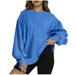 Oalirro Fashion Fall Tops for Women 2023 Trendy Plus Size Hoodies for Women Long Sleeve Crewneck Sweatshirts for Women Blue