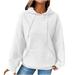 Oalirro Fashion Blouses for Women Business Plus Size Hoodies for Women Long Sleeve Crewneck Womens Crewneck Sweatshirt White