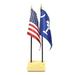 A. 1 American and 1 State 4 x6 Miniature Desk & Table Flags in a Wood Flag Stand. Set Contains 1 & 1 State Rayon Mini Stick Flags and Stand (South Carolina)