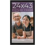 24X43 Frame Black Real Wood Picture Frame Width 0.75 Inches | Interior Frame Depth 0.5 Inches | Gun Metal Traditional Photo Frame Complete With UV Foam Board Backing & Hanging Hardware