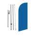 Marina Blue Color Medium Size Feather Banner Swooper Flag Sigh with Flag Pole Kit and Ground Spike 8 feet Tall