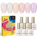 BORN PRETTY Jelly Nude Pink Gel Nail Polish Glitter Gel Polish Milky Sheer Shimmer Iridescent Holographic Gel Nail Polish Crystal Transparent Translucent Natural Gel Polish Nail Art Varnish Collection