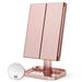 Makeup Mirror Vanity Mirror with Lights 1x 2X 3X Magnification Lighted Makeup Mirror Touch Control Trifold Makeup Mirror Dual Power Supply Portable LED Makeup Mirror Women Gift (Rose Gold)