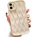 Water Ripple Pattern Curly Phone Case for iPhone 11 6.1 inch Stylish Wave Frame Soft Case 3D Water Ripple Protective Cover Shockproof Case for Women Girls Slim Case - White