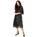 Plus Size Women's Velvet Burnout Swing Dress. by Roaman's in Black Burnout (Size 14/16)