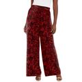 Plus Size Women's Stretch Knit Wide Leg Pant by The London Collection in Classic Red Flower (Size 22/24) Wrinkle Resistant Pull-On Stretch Knit