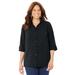 Plus Size Women's Timeless Rhinestone Blouse by Catherines in Black (Size 6X)