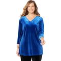 Plus Size Women's AnyWear Velvet V-Neck Tunic by Catherines in Dark Sapphire (Size 6X)